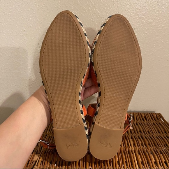COACH Espadrille Shoes Women’s Sz 7 Coral Suede Ankle Strap Bohemian Colorful - Picture 8 of 9
